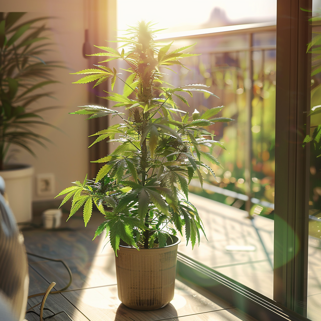 A sunny window sill or a balcony can serve as the perfect spot for your cannabis plant