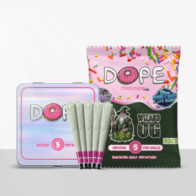 DOPE Infused Tin Gas x Bubble Hash Pre Roll Pack 5 x 0.7g