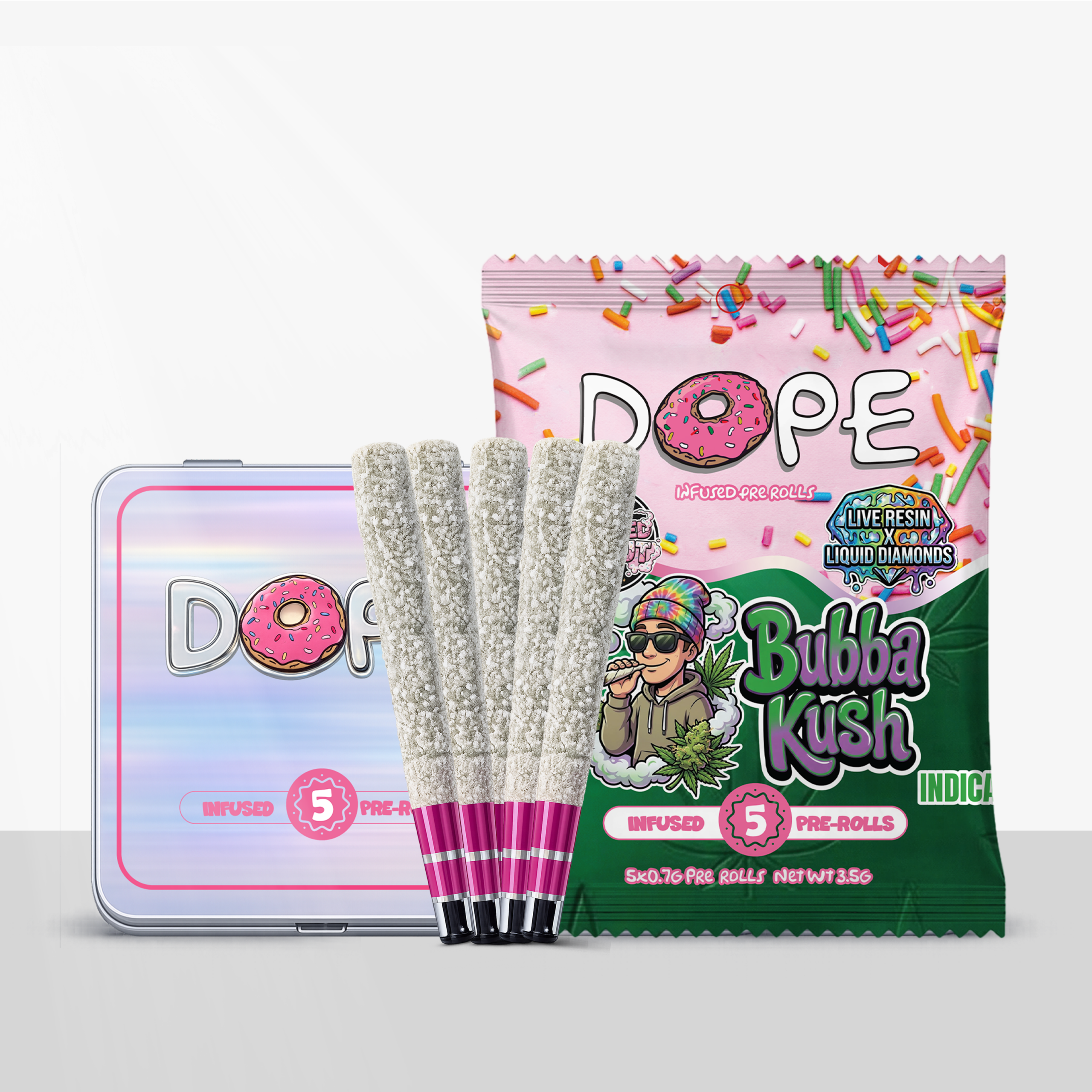 DOPE Infused Tin Frosted Donut Pre Roll Pack 5 x 0.7g - Image 11