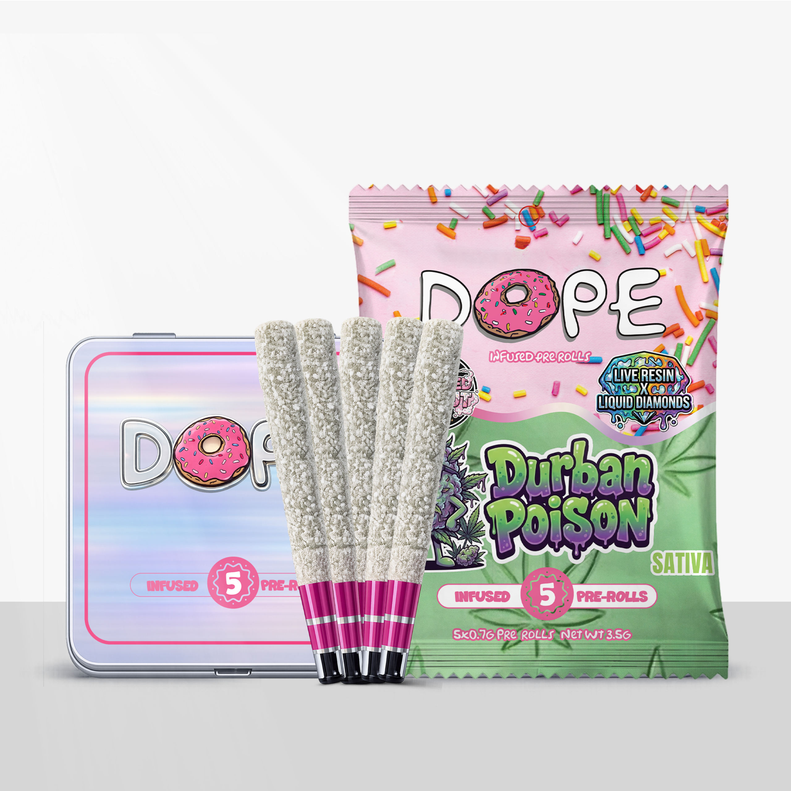 DOPE Infused Tin Frosted Donut Pre Roll Pack 5 x 0.7g - Image 10