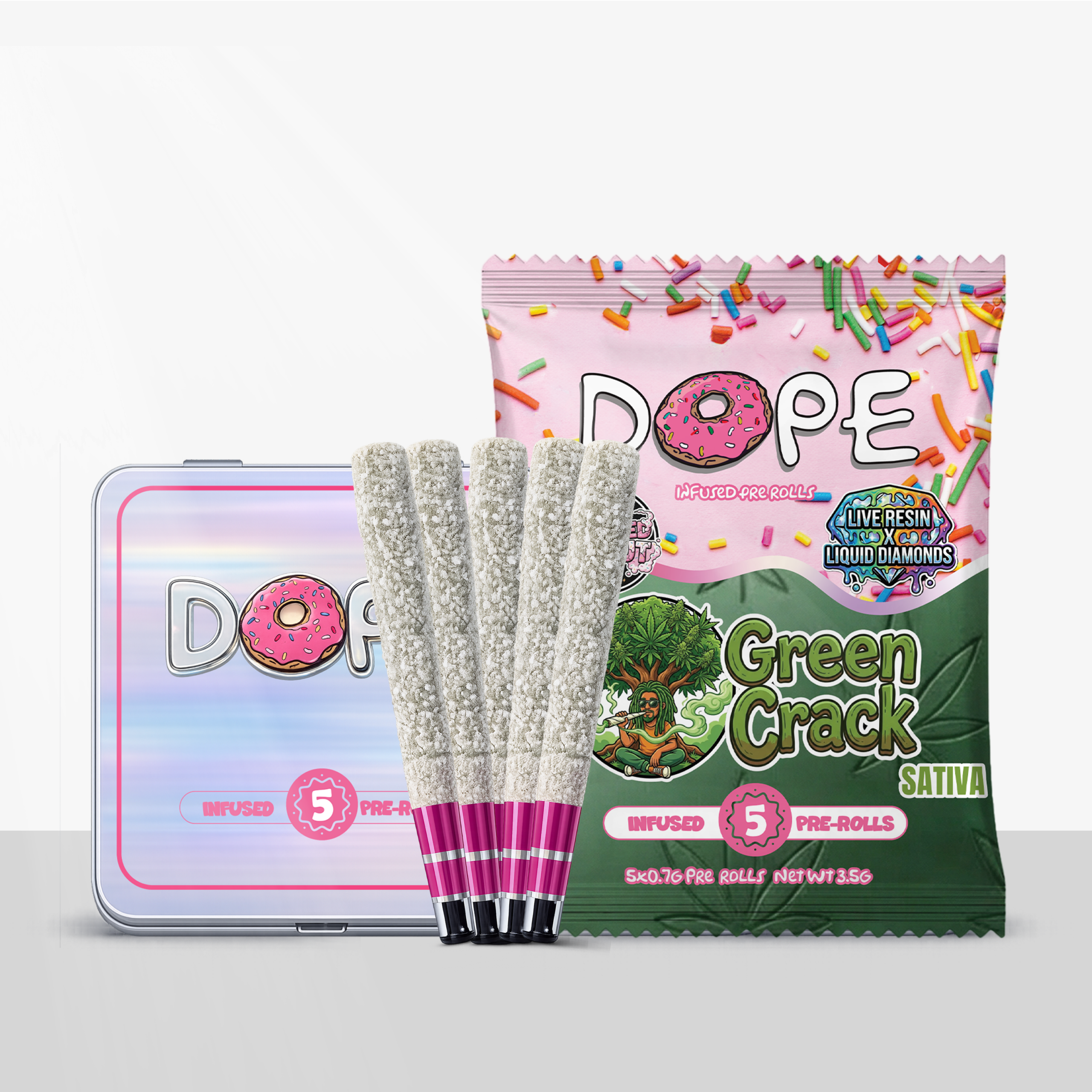 DOPE Infused Tin Frosted Donut Pre Roll Pack 5 x 0.7g - Image 7