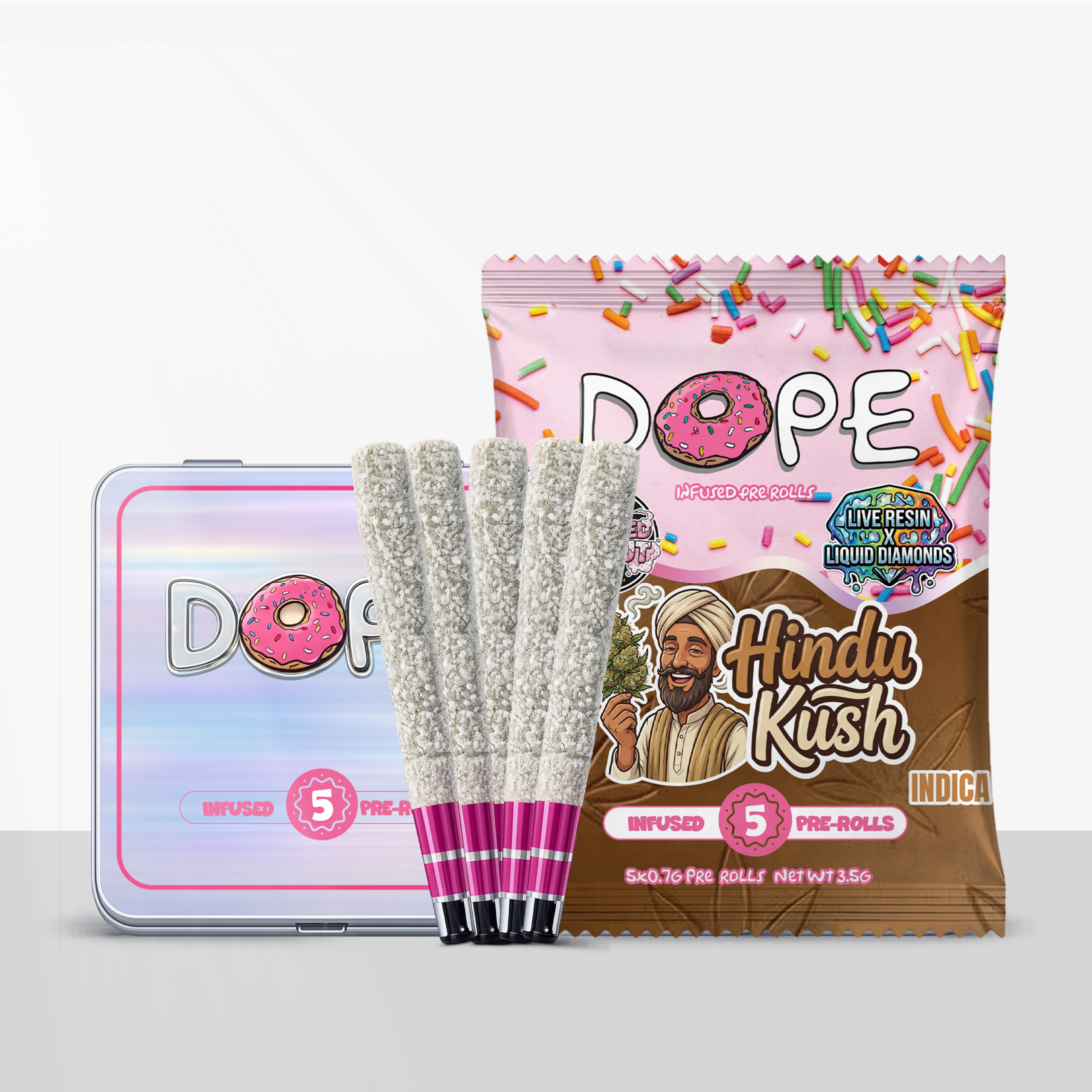 DOPE Infused Tin Frosted Donut Pre Roll Pack 5 x 0.7g - Image 6