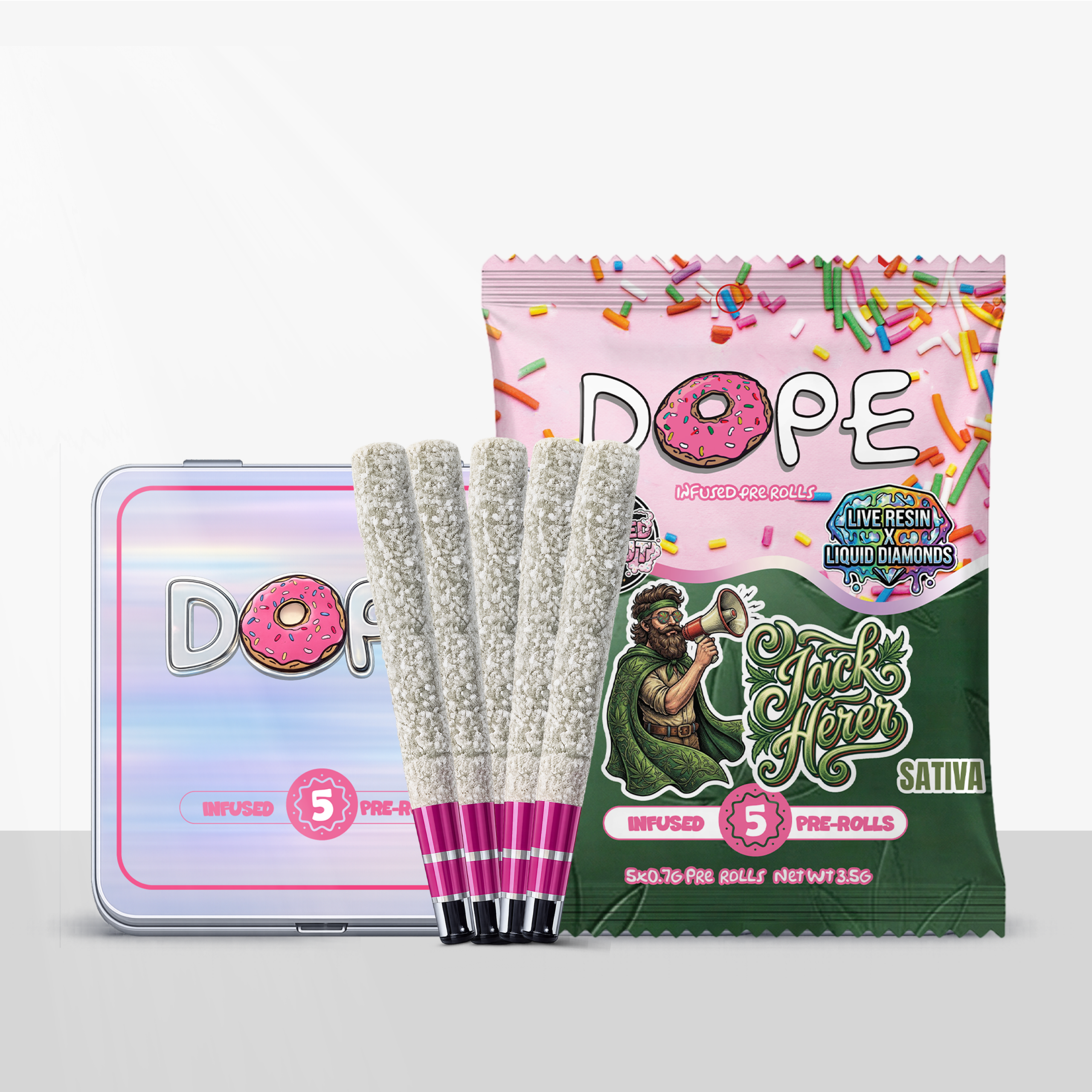 DOPE Infused Tin Frosted Donut Pre Roll Pack 5 x 0.7g - Image 5