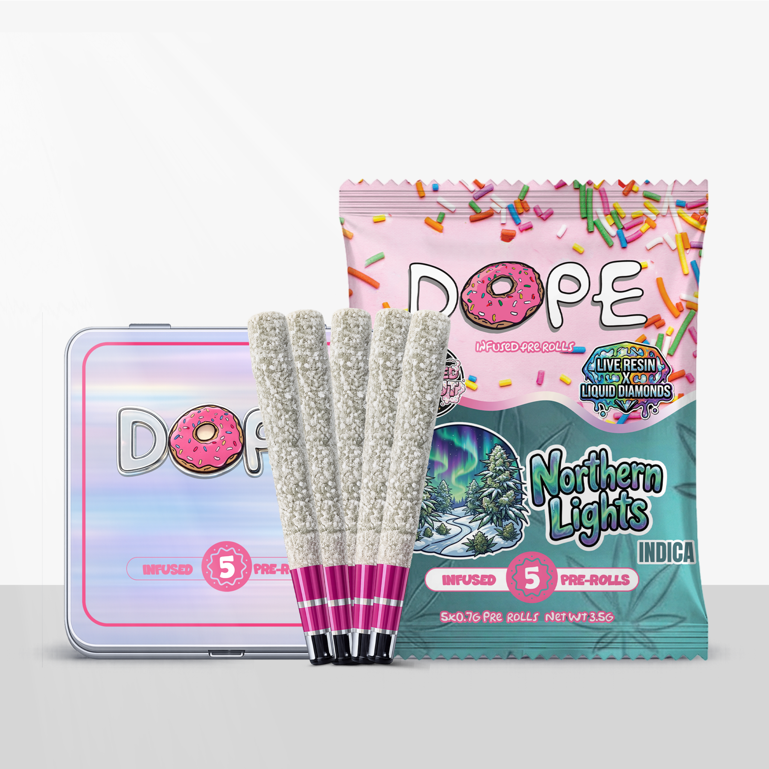 DOPE Infused Tin Frosted Donut Pre Roll Pack 5 x 0.7g - Image 4